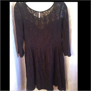 Free People black lace floral overlay dress