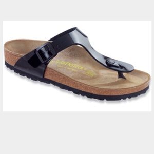 Birkenstock- Gizeh Black Patent Birko- Flor