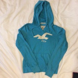Large  blue hollister hoodie.