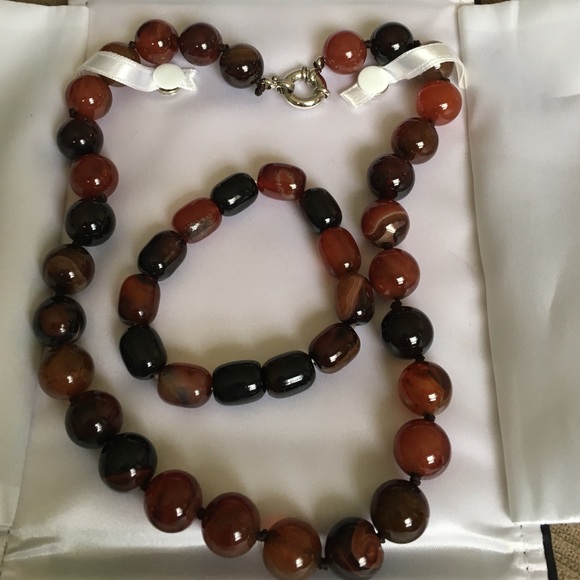 Agate Natural stone necklace and bracelet