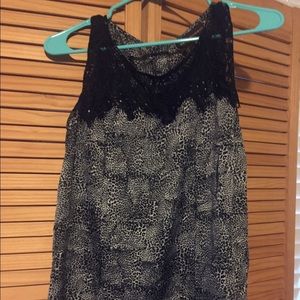 Animal print black lace top