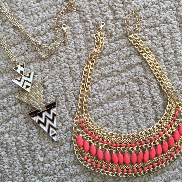 Bundle! Hot pink necklace/Aztec statement necklace