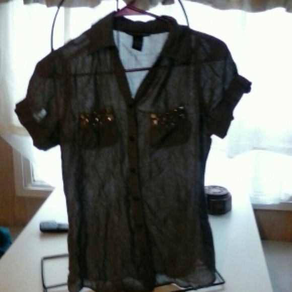 Grey button up blouse