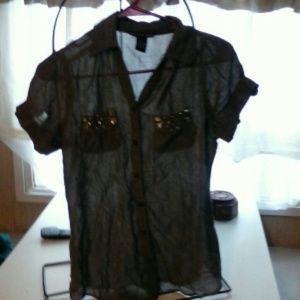 Grey button up blouse