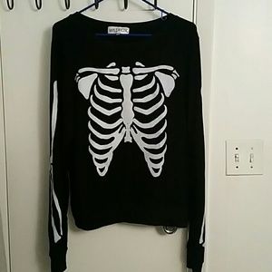 Wildfox Inside Out Glow Bones Skeleton Jumper