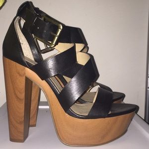 Chunky Wooden n Black Heels