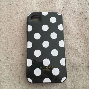 iphone 4/4s kate spade black&white polka dot case