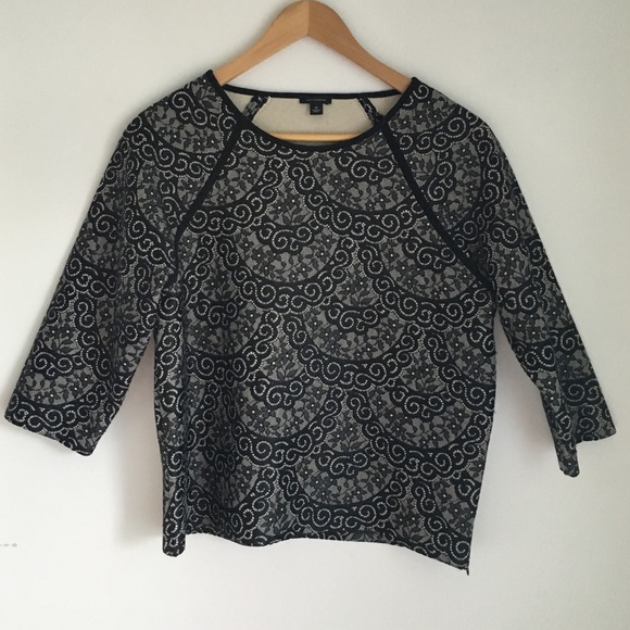 Ann Taylor black lace sweatshirt