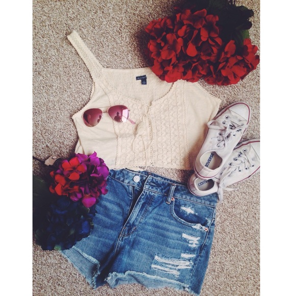 Boho American Eagle White Crop Top