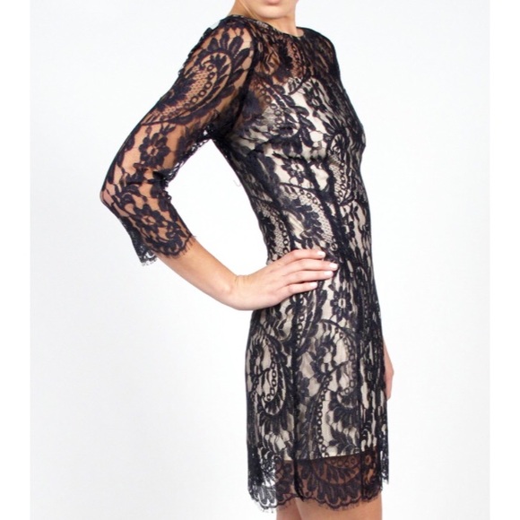 Lover Lace Dress in Navy with Champagne Satin Slip