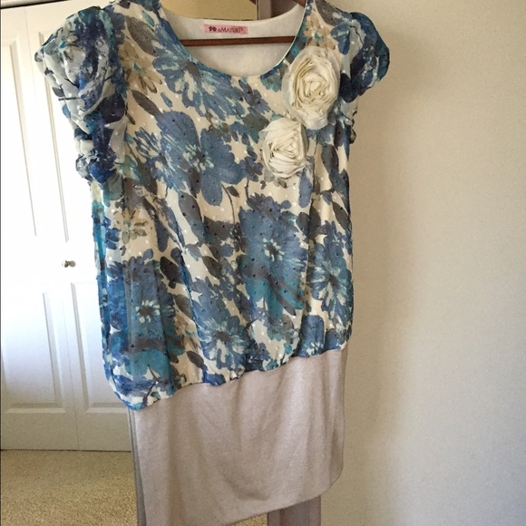 One piece blue/beige dress