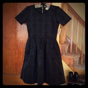 Lula Roe Black Jacquard Amelia Dress Size M