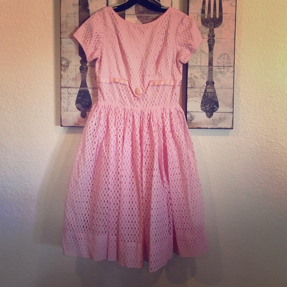 Vintage pink eyelet party dress