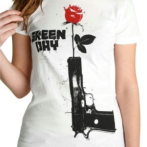 Green Day Handgun Rose Grunge Babydoll Band TShirt