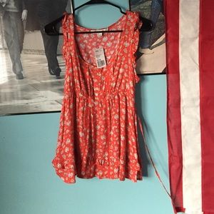 Red woven top from F21.