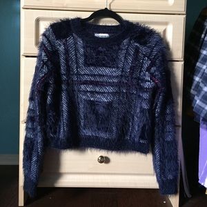 Cotton On Fuzzy Navy Blue Crop Sweater