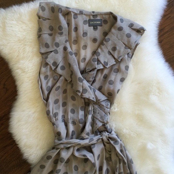 Zac Posen Grey Silk Polka Dot dress