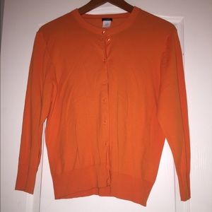 Orange J. Crew cardigan
