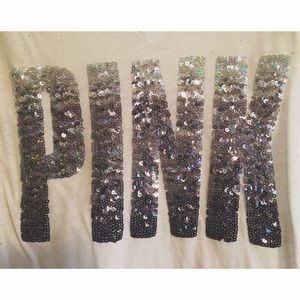 white PINK tshirt with sequins