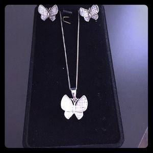 925 Silver butterfly earring and necklace