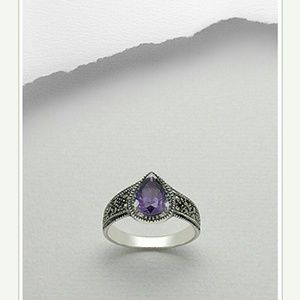 30% OFF! Amethyst & Marcasite Sterling Ring