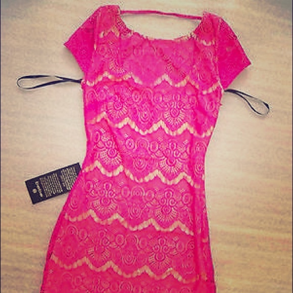 Bebe Pink Lace Dress