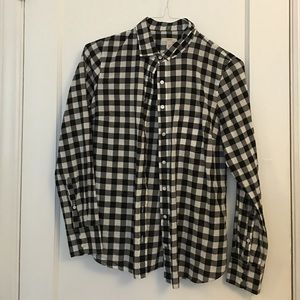 Black and white plaid women's button shirt