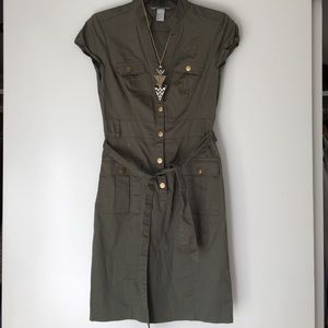 Army green button up midi dress! Never been worn!