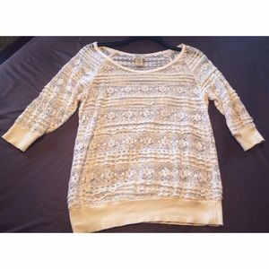 All lace cream 1/2 sleeve top // M