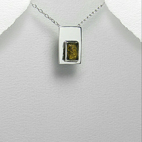 SALE! Green Baltic Amber 925 Silver Pendant
