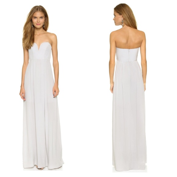 Zimmermann Strapless Silk Gown in Mist Grey