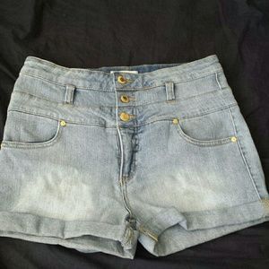 High waisted jean shorts