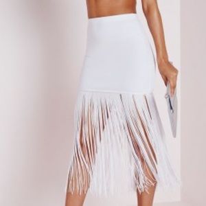 Missguided White Fringe Skirt