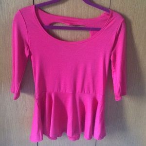 Pink shirt with heart shaped cutout in the back