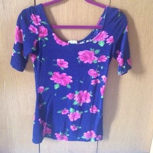 Dark blue stretchy half sleeve shirt