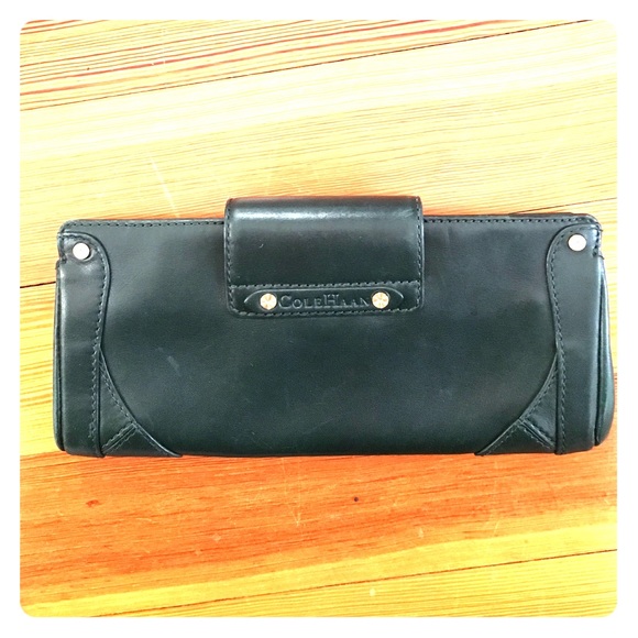 Cole Haan Clutch - dark green with gold NEW