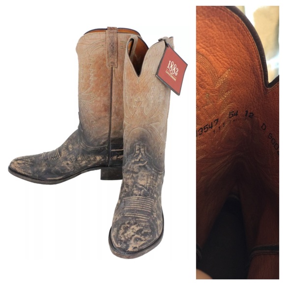 Men's 1883 Lucchese tan and black cowboy boots!