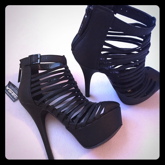 Shiekh black caged heels