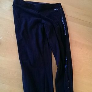 Black leggings with sequin down leg