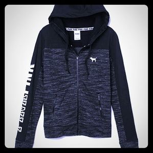 PINK black marl zip hoodie