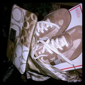 Coach shoes, headscarf and wristlet