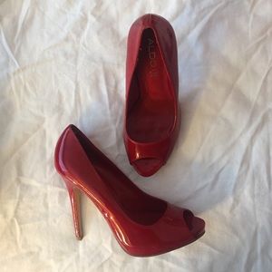 ALDO Red Patent Leather Peep-Toe Pumps