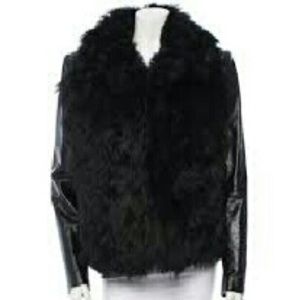 L'Agence Genuine Kaglan Lamb Fur & Leather Coat  S