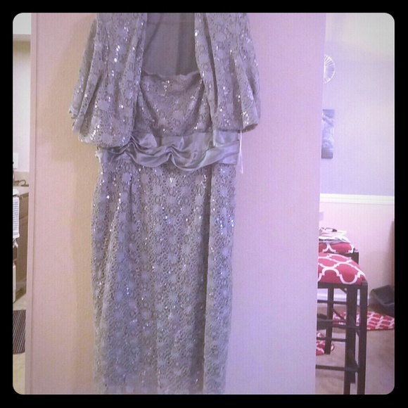 Sea green cocktail dress and jacket