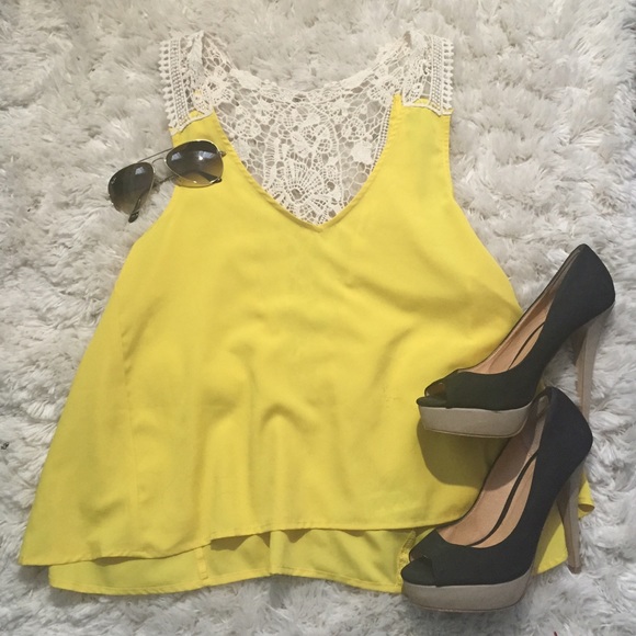 YELLOW LACE TANK