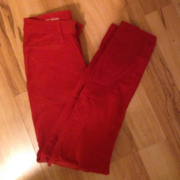 Ann Taylor loft red skinny corduroy pants
