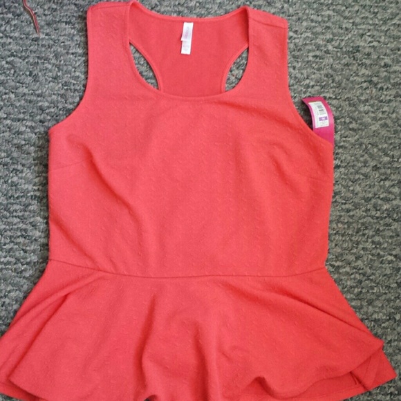 Coral peplum razorback top