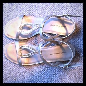 Sparkly silver leather dress flats