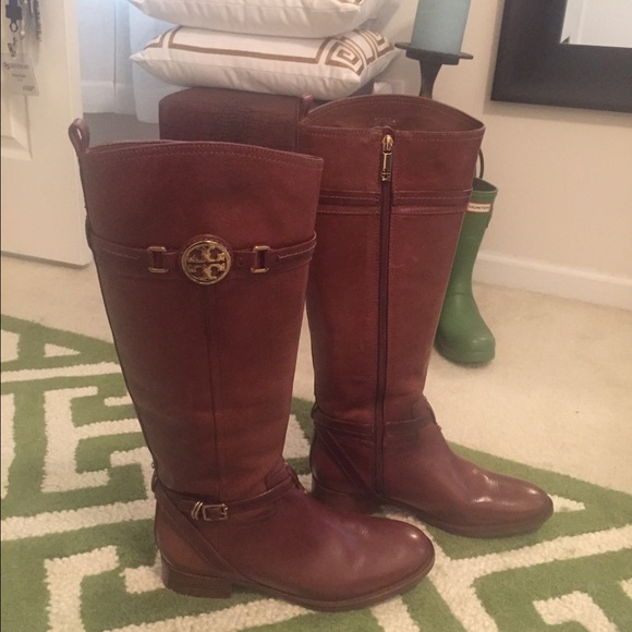 Tory Burch Almond Calista Riding Boots Size 9.5
