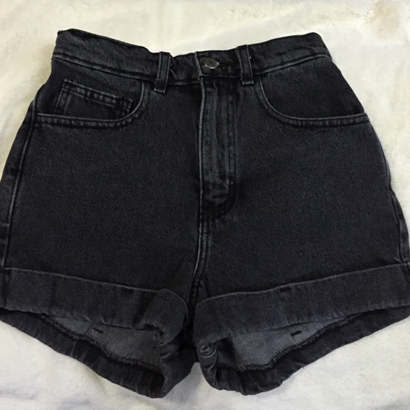 denim high waist cuff short